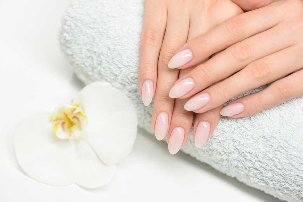 Close-up of beautiful manicured and treated nails